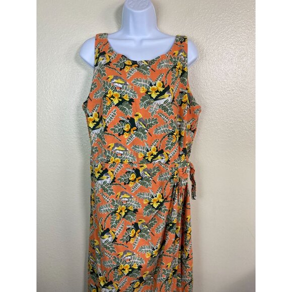 Patagonia Pataloha Womens Tropical Bird Floral Dress Size 18 Organic Cotton Boho - Picture 13 of 16
